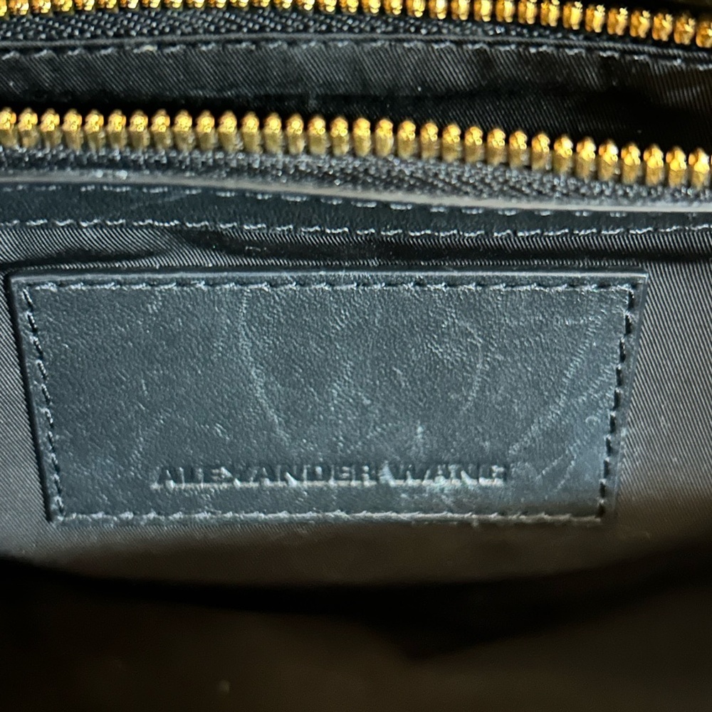 Alexander Wang Black Leather Structured Satchel Top Handle Crossbody Work Bag - Picture 7 of 12